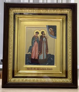 Икона «Петр и Феврония» в резном киоте Новокузнецк